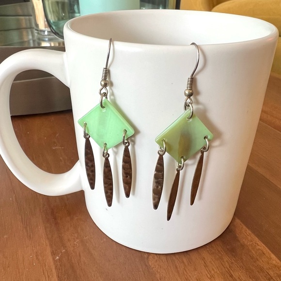 Artisan Green Dangle Earrings - Picture 5 of 8